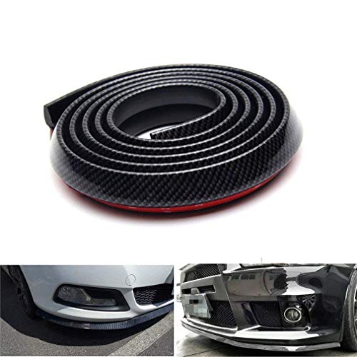 Protector de Parachoques,CompraFun Coche Alerón Labio Delantero Carbono Fibra 2.5M Universal Protector Pegatina de Parachoques Lip Bumper Falda de Coche Fuerte Pegajoso (Negro+Plata)