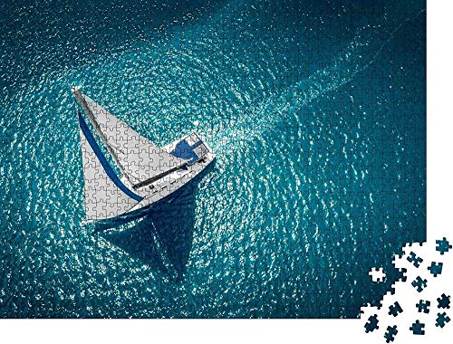 QBTE Puzzle de 1000 Piezas de regatas de veleros con Velas en mar Abierto. Vista aérea del velero en el Viento QBTE Puzzle de 1000 Piezas de regatas de veleros con Velas en mar Abierto. Vista aérea del velero en el Viento