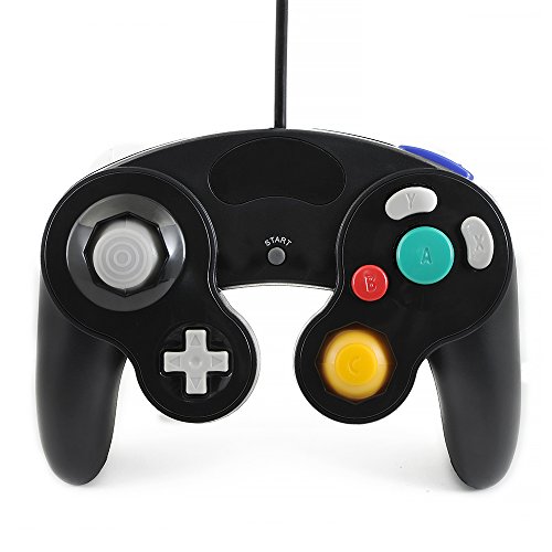 QUMOX Controlador Mando de Juego con Cable Clásico Joypad Gamepad para Nintendo Gamecube Gc y Wii, Negro