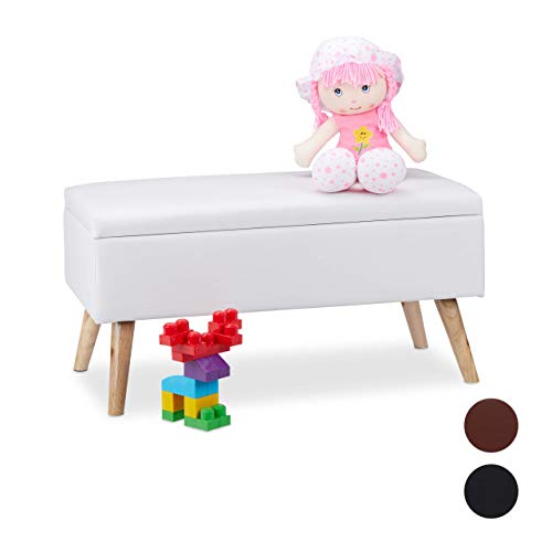 Relaxdays Banco Almacenamiento 40 L, Pino, Blanco, 40 x 80 x 39,5 cm Relaxdays Banco Almacenamiento 40 L, Pino, Blanco, 40 x 80 x 39,5 cm