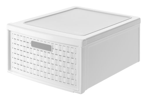 Rotho 1149100100 Country - Grande Cajón con Efecto Mimbre, Color Blanco Rotho 1149100100 Country - Grande Cajón con Efecto Mimbre, Color Blanco