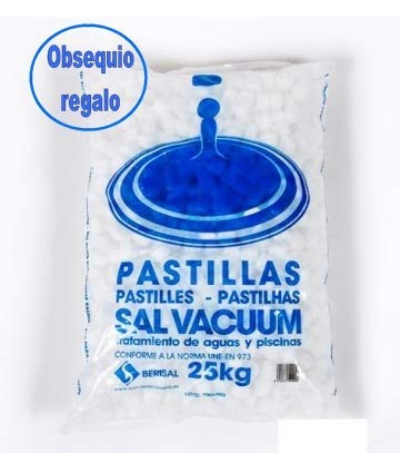 Sal Descalcificadora 25kg pastillas Redondas, más 1kg sal para lavavajillas de regalo