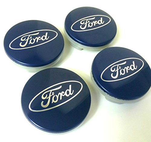 Set de 4 embellecedores de llantas de aleación 54 mm para Ford en color azul con logo plateado. Para Ford Ka, Kuga, Fusion, Fiesta, Focus, Mondeo, Galaxy, C-Max, S-Max y otros modelos