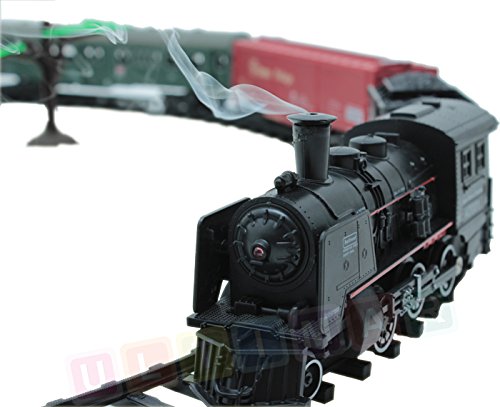 Set de iniciacion para maquetas de trenes - Locomotora para modelismo ferroviario - Locomotoras a vapor con vagones - 25 partes - Sonido, luz y humo Set de iniciacion para maquetas de trenes - Locomotora para modelismo ferroviario - Locomotoras a vapor con vagones - 25 partes - Sonido, luz y humo