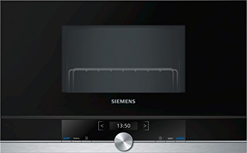 Siemens BE634LGS1 iQ700 - Microondas integrable / encastre sin marco con grill, 21 L, 900 W / 1300 W, color negro con acero inoxidable
