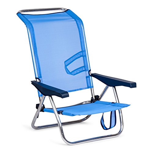 Solenny 50001072720095 -  Silla Playera-Cama 4 Posiciones  Azul con Asas