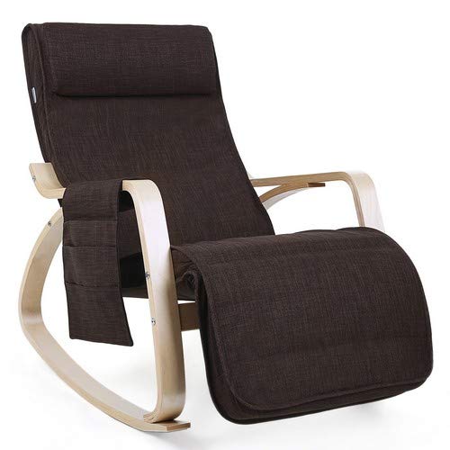 SONGMICS Mecedora Sillón Tumbona Reposapiernas Ajustable Carga máxima: 150 kg Marrón LYY12Z SONGMICS Mecedora Sillón Tumbona Reposapiernas Ajustable Carga máxima: 150 kg Marrón LYY12Z