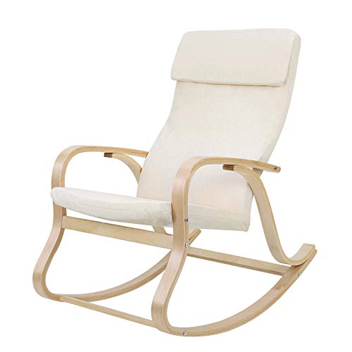 SONGMICS Sonmics LYY30M-Sillón Mecedora, Color Beige, 65 x 90 x 98 cm SONGMICS Sonmics LYY30M-Sillón Mecedora, Color Beige, 65 x 90 x 98 cm