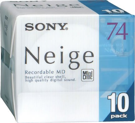 Sony Neige 74 Minutes Blank minidisc 10 Disc Pack Interno Negro Unidad de Disco óptico