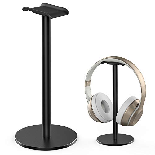 Soporte Auriculares, New Bee Soporte Cascos Gaming Aleación de Aluminio Completa Soporte de Metal Resistente con Silicona Antideslizante para Auriculares para Sony, Bose, Sennheiser (Negro)