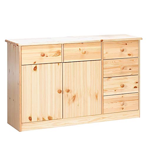 Steens Mario 2 para puerta/6-cajones Mueble aparador con Madera de Pino, Acabado Barnizado Natural