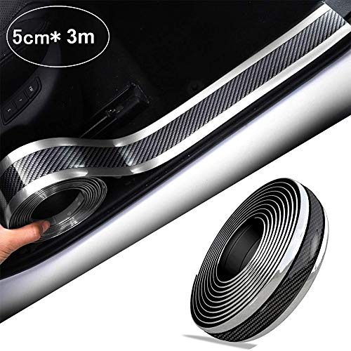 STYLINGCAR Protector de Parachoques para umbral de Puerta de Coche Fibra de Carbono Universal (Plata, 5cm) STYLINGCAR Protector de Parachoques para umbral de Puerta de Coche Fibra de Carbono Universal (Plata, 5cm)