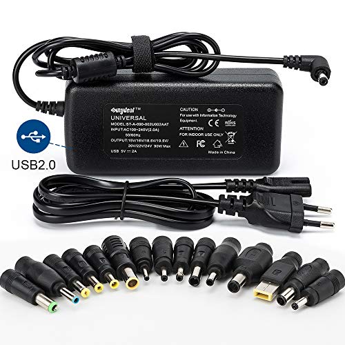 Sunydeal Computadora portátil Cargador Universal Fuente de alimentación Adaptador Cable ordenador 15V 16V 18.5V 19V 19.5V 20V 24V para Acer ASUS Sony Toshiba HP Dell LG Lenovo IBM Fujitsu Packard Bell