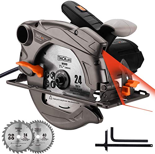 TACKLIFE 1500W 4700RPM Sierra Circular, Sierra Compatible Hoja: 185 y 190mm, Corte 63mm (90º), 45mm (45º), Protector de Aluminio, Motor de Cobre Puro, Cable de 3 Metros, Cortar Madera Metal PES01A TACKLIFE 1500W 4700RPM Sierra Circular, Sierra Compatible Hoja: 185 y 190mm, Corte 63mm (90º), 45mm (45º), Protector de Aluminio, Motor de Cobre Puro, Cable de 3 Metros, Cortar Madera Metal PES01A