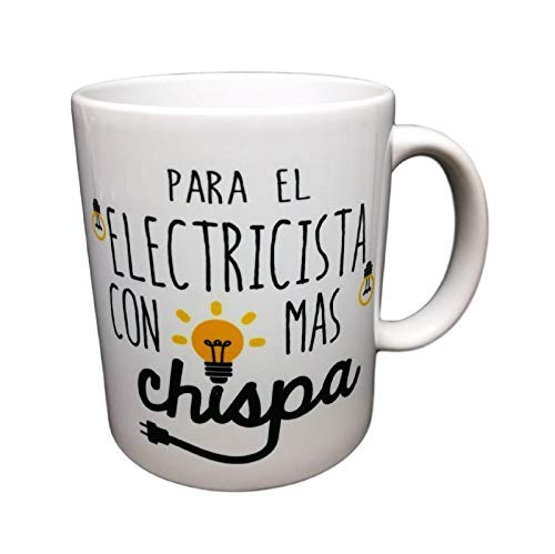 Taza Frase AL Electricista con MÁS Chispa Regalo para Electricista. Taza Original