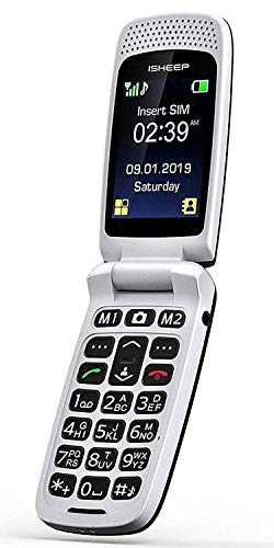 Teléfono móvil con Tapa para Personas Mayores, Teclas Grandes, Isheep SF213 gsm, Pantalla de 2,4 Pulgadas, tecla de Emergencia, cámara (Negro)