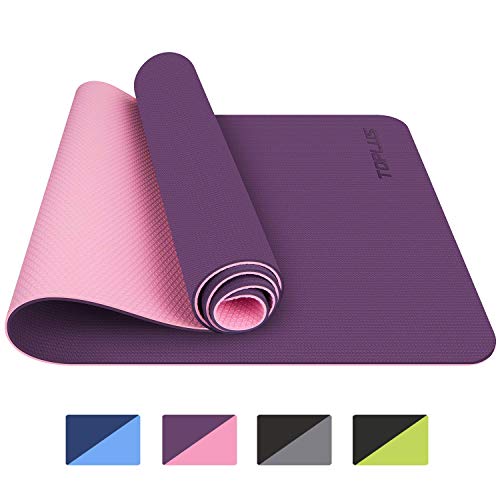 TOPLUS Esterilla Yoga Antideslizante Nivel Profesional Alfombrilla de Yoga Esterilla Pilates Esterilla Deporte- con Correa de Hombro 183cm x 61cm (Violeta)