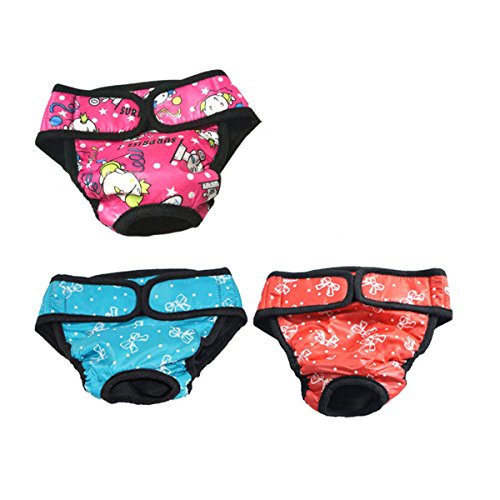 UEETEK Pañales para Perro Sanitarios Fisiológicas Bragas Lavable Pantalones de pañales para Perro Mascotas - 3 Piezas UEETEK Pañales para Perro Sanitarios Fisiológicas Bragas Lavable Pantalones de pañales para Perro Mascotas - 3 Piezas