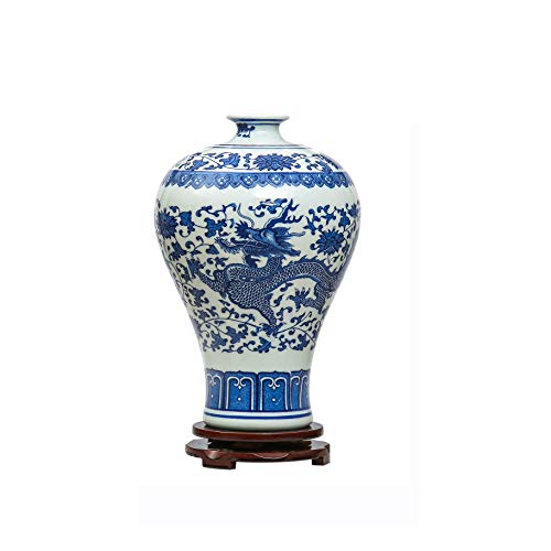 ufengke Jingdezhen Jarrón De Porcelana Azul Y Blanco, Dragón Chino Y Flor Del Ciruelo, Jarrones Chinos Jarrónes Antiguos Jarrón Decorativo, Para La Boda, La Familia Y La Oficina