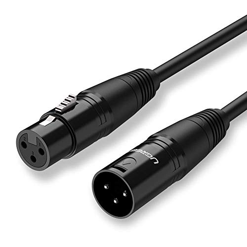 UGREEN XLR3 Cable, Cable XLR a XLR Cable XLR3 Balanceado 3 Pin Macho a Hembra para Micrófono, Grabadora, Equipo de Sonido, Mesa de Mezclas, Altavoces Activos, Sistema PA (1 Metro)