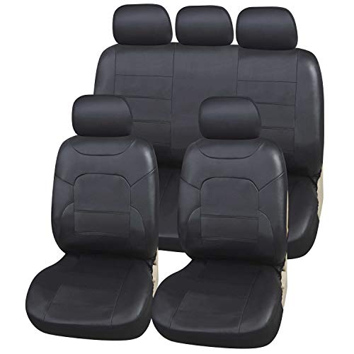 Upgrade4cars Fundas Asientos Coche Negras Poli-Piel | Funda Asiento para Delantero & Trasero | Accesorios Coches Interior Decoracion Upgrade4cars Fundas Asientos Coche Negras Poli-Piel | Funda Asiento para Delantero & Trasero | Accesorios Coches Interior Decoracion