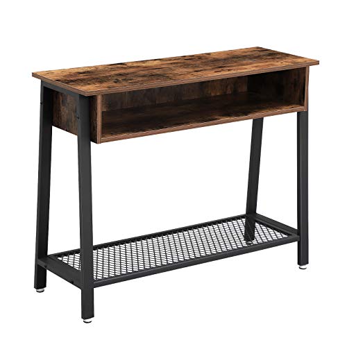 VASAGLE Mesa de Consola de Estilo Industrial, Mesa de Entrada, con Repisa de Malla, Mesa Auxiliar, para Pasillo, Sala de Estar, Marco Metálico Estable LNT93X VASAGLE Mesa de Consola de Estilo Industrial, Mesa de Entrada, con Repisa de Malla, Mesa Auxiliar, para Pasillo, Sala de Estar, Marco Metálico Estable LNT93X