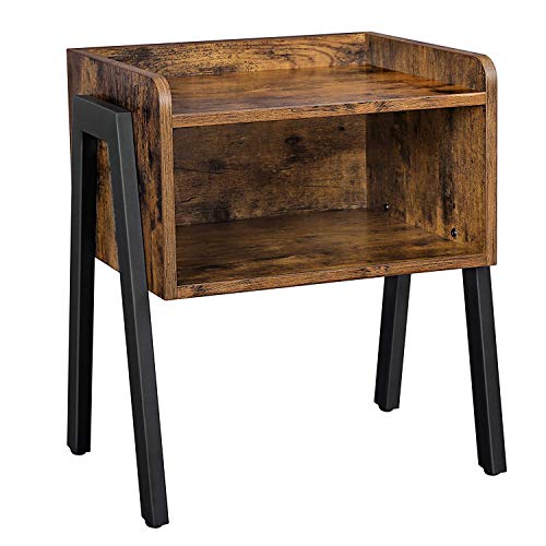 VASAGLE Mesita de Noche Vintage, Mesa Auxiliar apilable, Mesa para café con Compartimento Delantero Abierto, Aspecto de Madera Retro, Mesa Lateral con Patas de Metal, Estructura de Madera LET54X VASAGLE Mesita de Noche Vintage, Mesa Auxiliar apilable, Mesa para café con Compartimento Delantero Abierto, Aspecto de Madera Retro, Mesa Lateral con Patas de Metal, Estructura de Madera LET54X