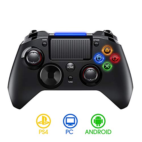 【Versión Nueva】PICTEK Mando PS4 Inalambrico, Diseño Asimétrico para Manos Grandes, Sixaxis/ Sensor Hall/ Doble Vibracion/ Turbo/ Puerto de Audio, para PS4/ PC (Windows XP/7/8/8.1/10) /Android/Steam 【Versión Nueva】PICTEK Mando PS4 Inalambrico, Diseño Asimétrico para Manos Grandes, Sixaxis/ Sensor Hall/ Doble Vibracion/ Turbo/ Puerto de Audio, para PS4/ PC (Windows XP/7/8/8.1/10) /Android/Steam