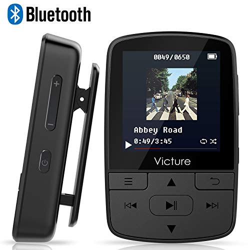Victure Reproductor MP3 Bluetooth 4.1 Clip Running Reproductor de Música para el Deporte FM Radio Podometro E-Book Auriculares Soporte SD USB TF hasta 128 GB Tarjeta