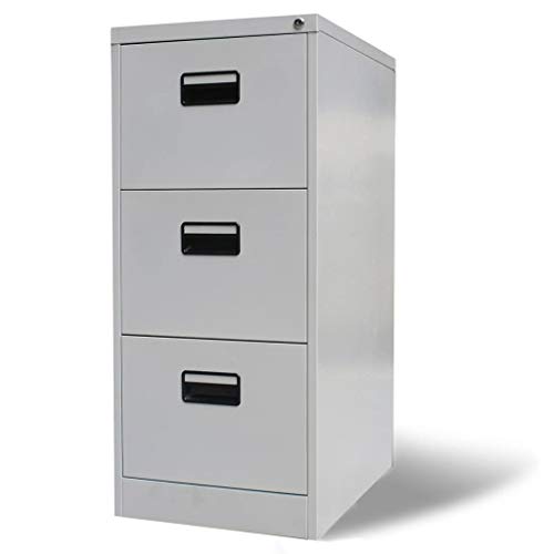 vidaXL Armario Archivador 3 Cajones Rodamiento Bola Acero Gris Mueble Oficina vidaXL Armario Archivador 3 Cajones Rodamiento Bola Acero Gris Mueble Oficina