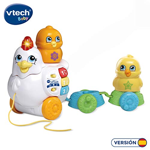 VTech-606322 La gallina y Sus Pollitos cantarines interactivos, Color (3480-606322)