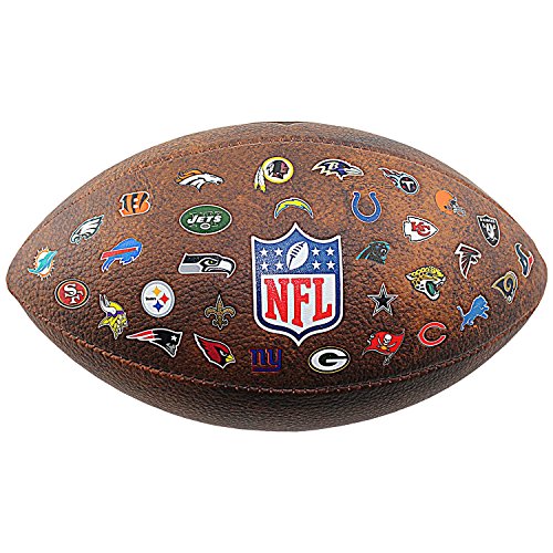 Wilson WTF1534XBNFL Pelota de fútbol Americano JR Throwback 32 Team Logo con los Logos de la NFL, para niños y Adolescentes, Marrón, Talla Única