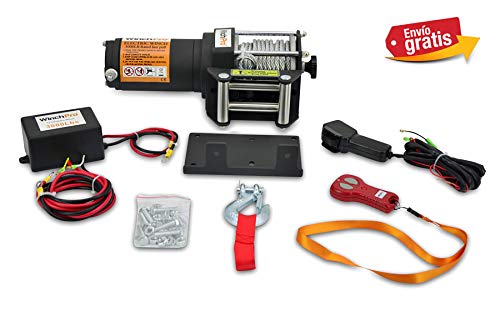 Winchpro - Cabrestante Eléctrico 12V 1360kg/3000lbs, 12m De Cuerda De Acero, 2 Mandos A Distancia , Placa De Montaje Winchpro - Cabrestante Eléctrico 12V 1360kg/3000lbs, 12m De Cuerda De Acero, 2 Mandos A Distancia , Placa De Montaje
