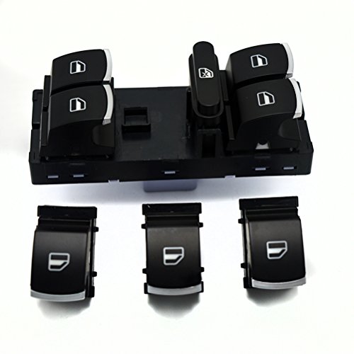 WINOMO Interruptor de ventana de coche para Volkswagen VW Jetta 5 6 Golf GTI 6 5 Touran Tiguan Caddy Passat b6 cc (negro) WINOMO Interruptor de ventana de coche para Volkswagen VW Jetta 5 6 Golf GTI 6 5 Touran Tiguan Caddy Passat b6 cc (negro)