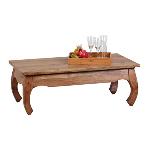 Wohnling de madera de acacia de opio de mesa de centro de madera maciza de 110 x 60 cm de madera maciza
