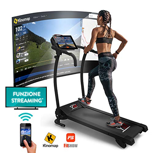 YM Cinta DE Correr ELÉCTRICA Plegable Bluetooth (1800 W / 2,5HP Picco), Entrenador KINOMAP Y APLICACIÓN MULTIJUGADOR, Sensor DE CORAZÓN, LUBRICACIÓN AUTOMÁTICA, INCLINACIÓN Ajustable, 12 PROGRAMAS YM Cinta DE Correr ELÉCTRICA Plegable Bluetooth (1800 W / 2,5HP Picco), Entrenador KINOMAP Y APLICACIÓN MULTIJUGADOR, Sensor DE CORAZÓN, LUBRICACIÓN AUTOMÁTICA, INCLINACIÓN Ajustable, 12 PROGRAMAS
