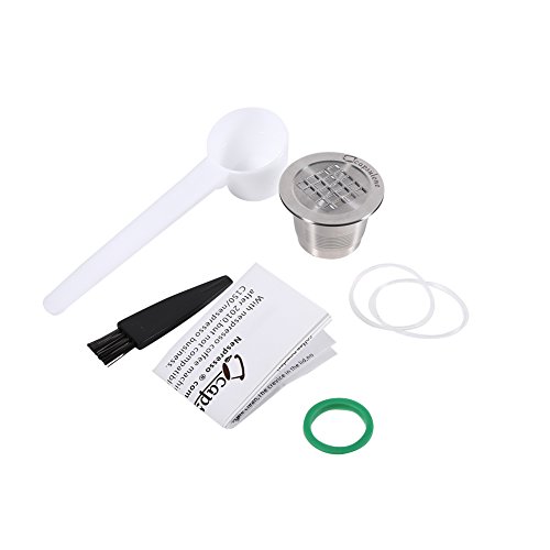 Acero Inoxidable Reutilizable, Dise?o Plegable, con Cuchara, Lavadora y Cepillo de Limpieza para Máquina de Cápsulas de Café para Nespresso Tipo Filete Acero Inoxidable Reutilizable, Dise?o Plegable, con Cuchara, Lavadora y Cepillo de Limpieza para Máquina de Cápsulas de Café para Nespresso Tipo Filete