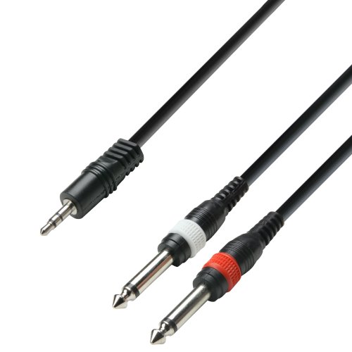 Adam Hall Cables K3YWPP0300 - Cable de audio (conector 3.5 mm estéreo a 2 conectores 6.3 mm mono, longitud 3 m)