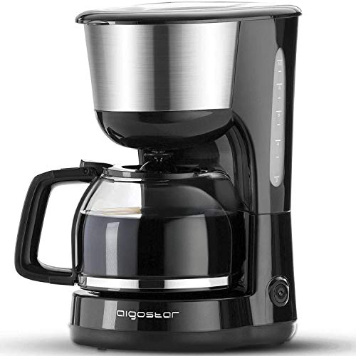 Aigostar Chocolate 30HIK–Máquina de Café, 1000w Cafetera de Filtro, con Filtro Reutilizable, Función Recalentar y Mantener Caliente. Sistema Antigoteo. 1,25l(10 Tazas), Libre de BPA. Diseño Exclusivo.