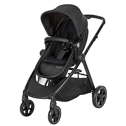 Bébé Confort ZELIA 'Nomad Black' - Cochecito urbano 2 en 1, diseño compacto, sistema plegable, para bebes de 0 meses hasta 3,5 años, color negro