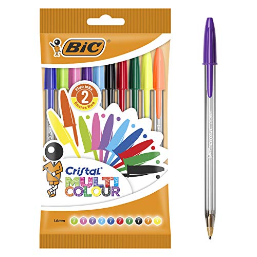BIC Cristal Multicolour bolígrafos Punta Ancha (1,6 mm) – colores Surtidos, Blíster de 10 unidades BIC Cristal Multicolour bolígrafos Punta Ancha (1,6 mm) – colores Surtidos, Blíster de 10 unidades