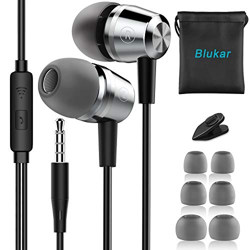 Blukar Auriculares In Ear, Auriculares con Cable y Micrófono Headphone Sonido Estéreo para Samsung Galaxy, Huawei, XiaoMi, PC, MP3/MP4 Android y Todos los Dispositivos de Auriculares de 3,5 mm