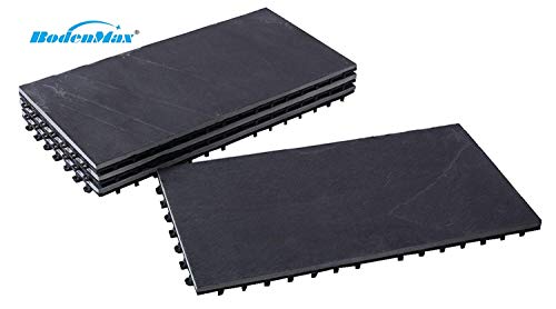 BodenMax LLSLA001-BLK-3060 Baldosas de Granito para terraza, jardines, balcones, piscinas, saunas, interiores y exteriores. Granito gris. Set de 8 baldosas de granito de 30 cm x 30 cm x 2,5 cm.