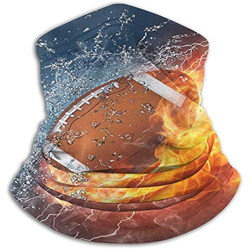 Bufanda de cuello Fútbol americano en fuego y agua Calentador de cuello Calentador de cuello de poliéster ultra suave Unisex Protección UV Sombreros de cuello de esquí