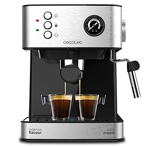 Cecotec Power Espresso 20 Professionale Cafetera. 20 Bares, Manómetro, Depósito de 1,5L, Brazo Doble Salida, Vaporizador, Superficie Calientatazas, Acabados en Acero Inoxidable, 850W Cecotec Power Espresso 20 Professionale Cafetera. 20 Bares, Manómetro, Depósito de 1,5L, Brazo Doble Salida, Vaporizador, Superficie Calientatazas, Acabados en Acero Inoxidable, 850W
