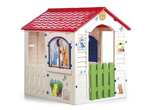 Chicos - Country Cottage Casita Infantil de Exterior, Color Beige con tejado Rojo (La Fábrica de Juguetes 89607)