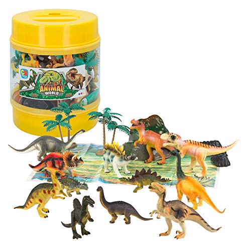 ColorBaby - Bote con dinosaurios Animal World - 18 piezas (43435) ColorBaby - Bote con dinosaurios Animal World - 18 piezas (43435)