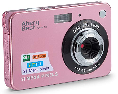 Compactas Cámaras Digitales AbergBest 2.7 LCD Recargable HD Cámara Digital para Estudiantes, niños, Adultos Interior y Exterior (Rosa)