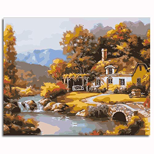 de Pintura al óleo para Adultosniños Pintura Chalet de pueblo Decoraciones Regalos-16x20 inch （40x50cm）Sin marco