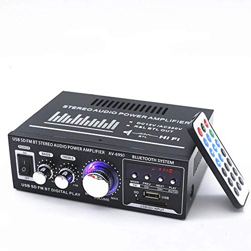 Docooler 12 V/220 V Mini Pantalla LCD de 2 CH HiFi Audio Estéreo Amplificador de Potencia BT FM Radio Portátil Auto Home 600 W, Mando a Distancia Audio Amplificador